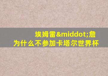 埃姆雷·詹为什么不参加卡塔尔世界杯